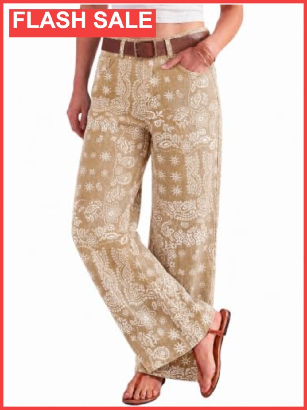 Womens High Waist Wide Leg Boyfriend Jeans Floral Denim Pants